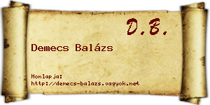 Demecs Balázs névjegykártya