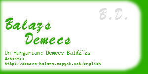 balazs demecs business card